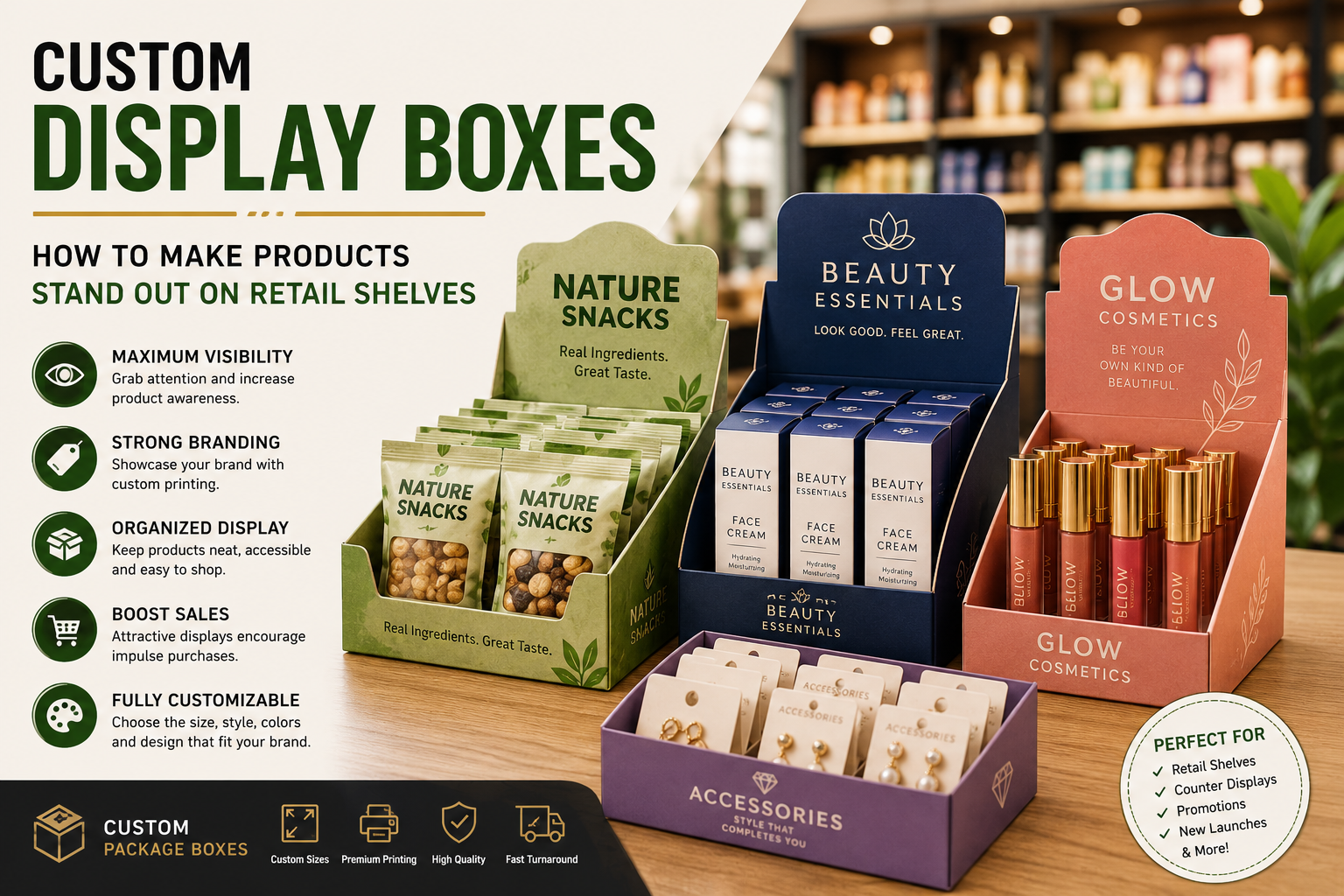 Custom Display Boxes: How to Make Products Stand Out on Retail Shelves